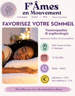 atelier sophrologie et naturopathie - favoriser son sommeil - Valergues - 17 octobre 2026 - association Fâmes en Mouvement