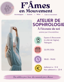 atelier sophrologie en groupe - association F'âmes en Mouvement - Valergues - 25 septembre 2026 - A l'écoute de soi