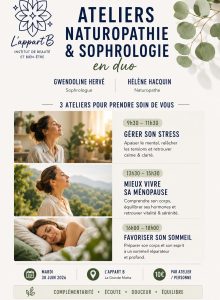 Ateliers naturopathie et sophrologie - gestion du stress - ménopause - sommeil - La Grande Motte