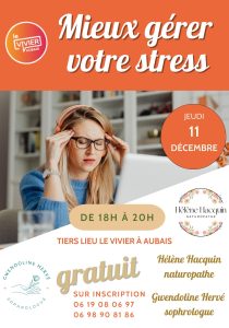 Atelier gestion de stress – 11 décembre 2025 – Aubais – sophrologie – naturopathie Atelier gestion de stress - 11 décembre 2025 - Aubais - sophrologie - naturopathie