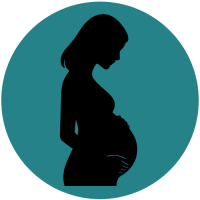 Silhouette minimaliste d’une femme enceinte de profil, caressant son ventre – Sophrologie maternité périnatalité – Gwendoline Hervé