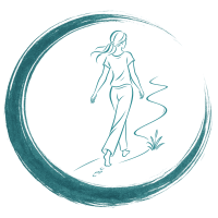 Illustration d'une femme avançant sur un chemin, symbole de cheminement, d'espoir et d'accompagnement dans un parcours de PMA grâce à la sophrologie.
